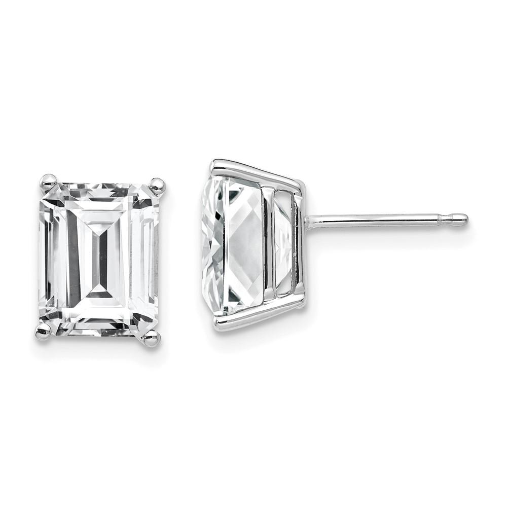 Diamond2Deal 14k White Gold 9x7mm Emerald Cut Cubic Zirconia Earrings