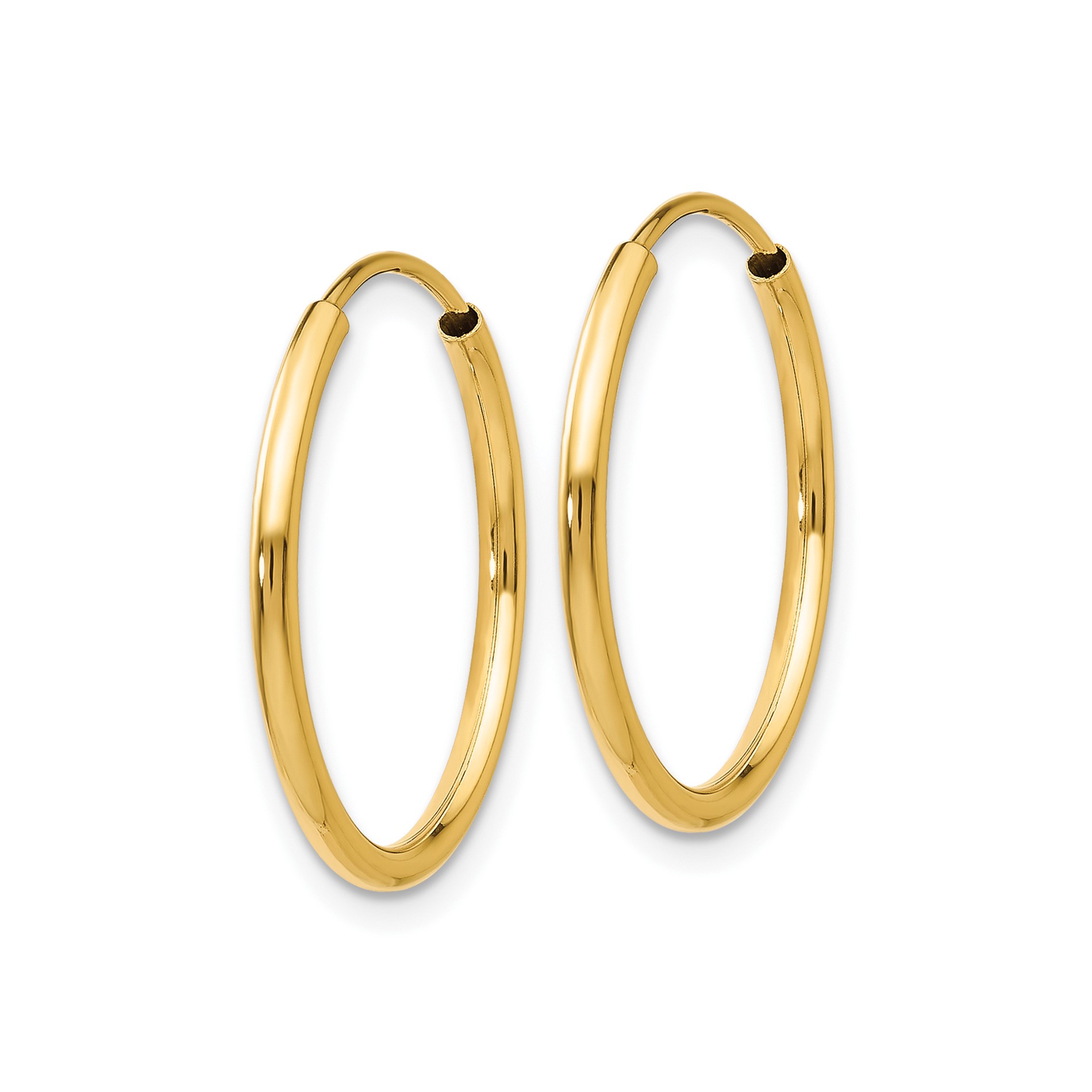 Diamond2Deal 10K Yellow Gold 1.5mm Polished Endless Round Hoop Earrings