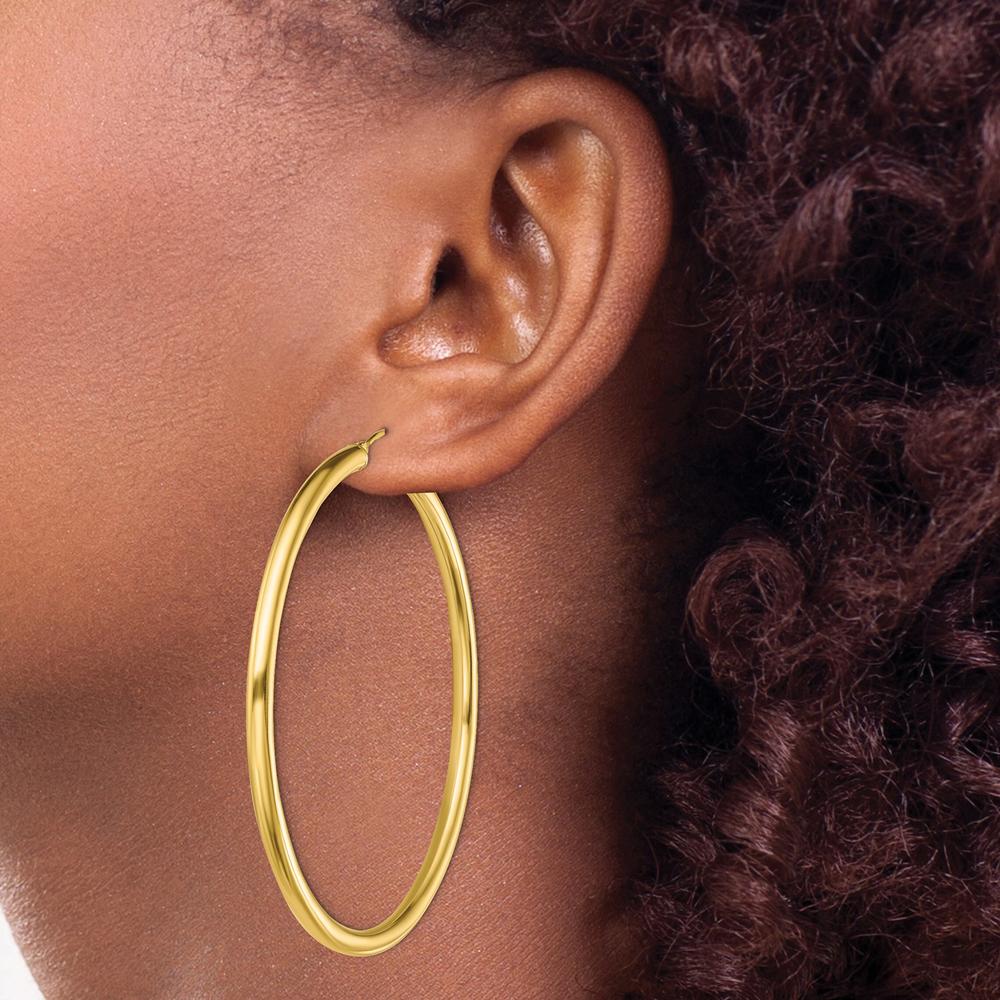 Diamond2Deal 14k Yellow Gold Plated Hoop Earrings (60.8x59.2mm) for Women