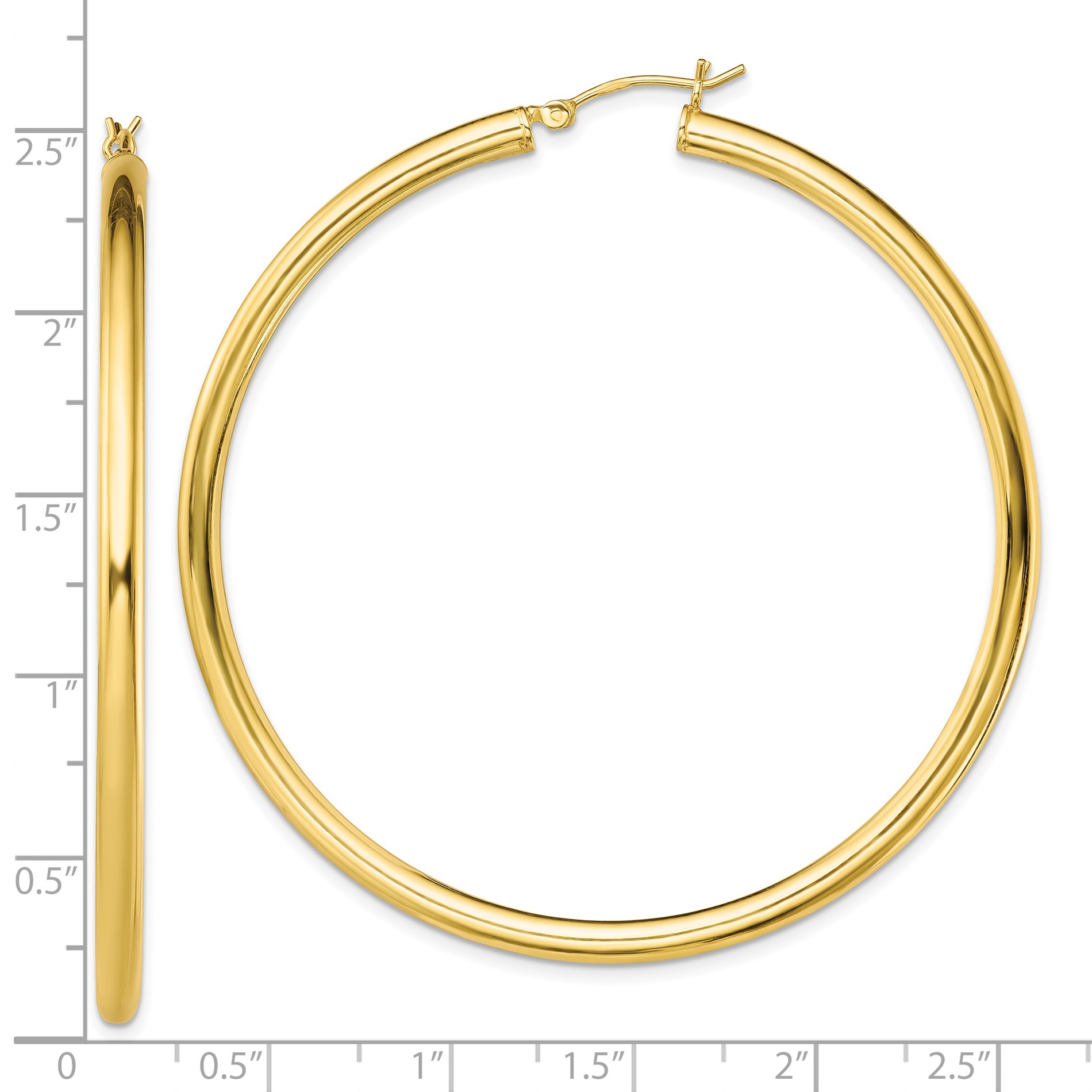 Diamond2Deal 14k Yellow Gold Plated Hoop Earrings (60.8x59.2mm) for Women