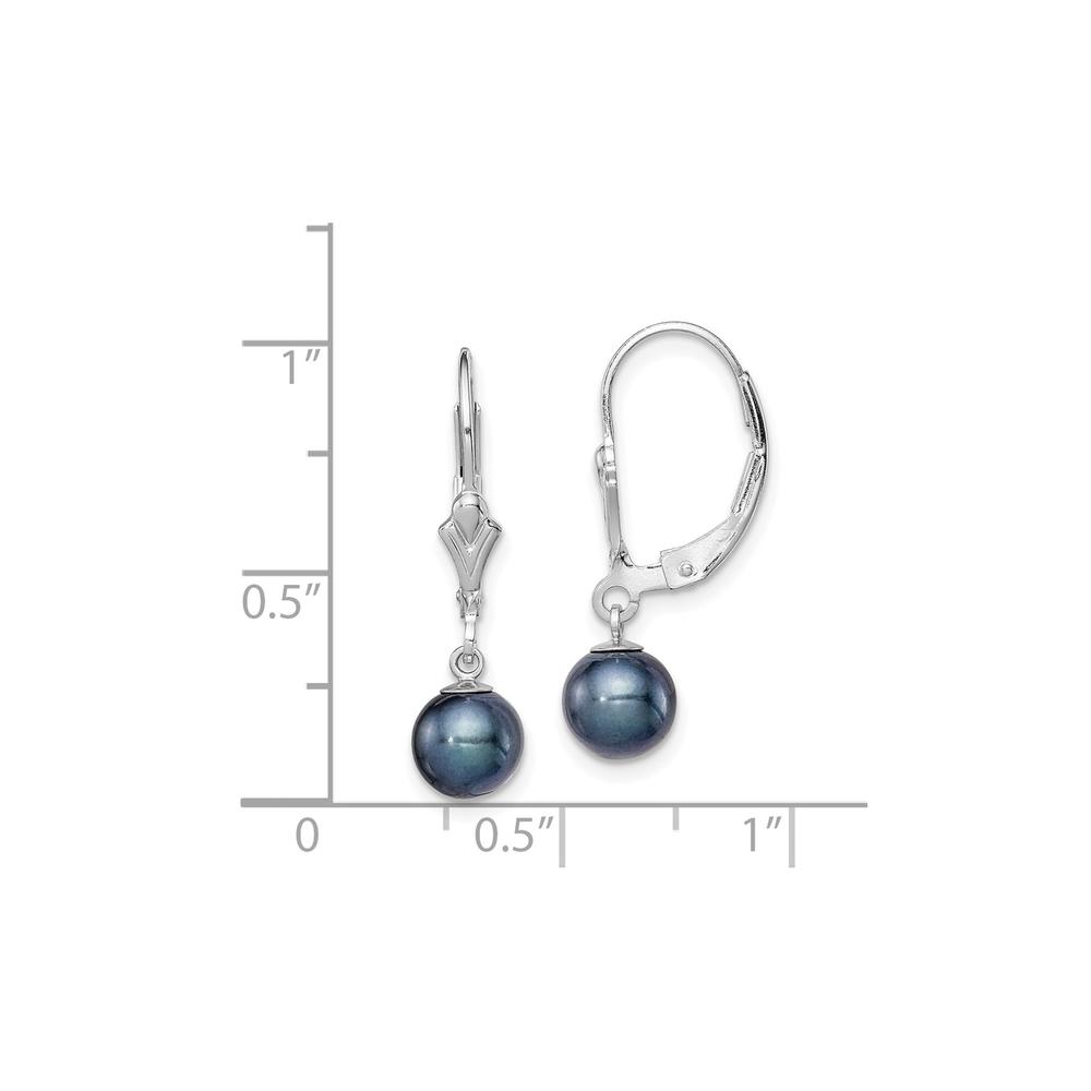 Diamond2Deal 925 Sterling Silver 6-7mm Black Fresh Pearl Leverback Drop Earrings for Women
