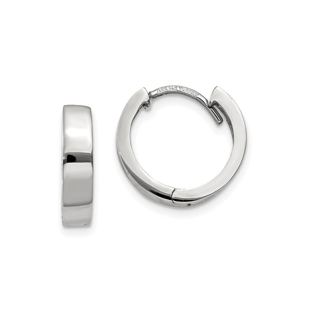 Diamond2Deal 14k White Gold Snap Closure Hinged Hoop Earrings for Women (Len:0.4in, Wid:0.12in)