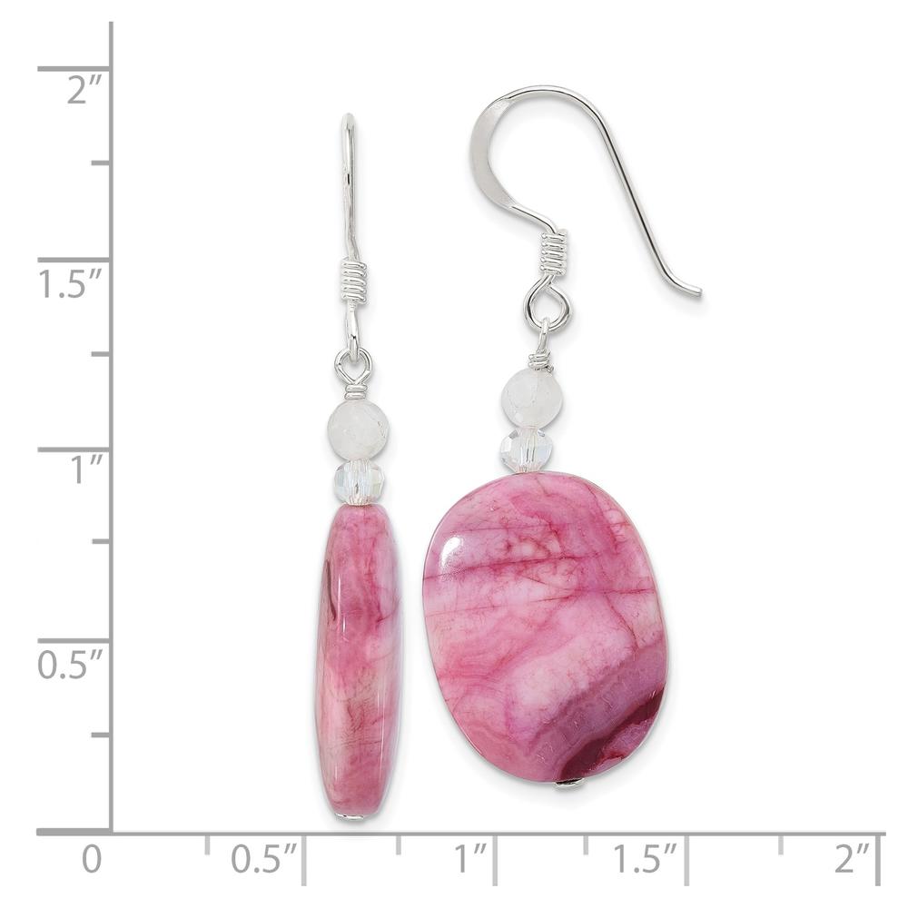 Diamond2Deal 925 Sterling Silver Pink Agate, Pink Quartz and Crystal Earrings