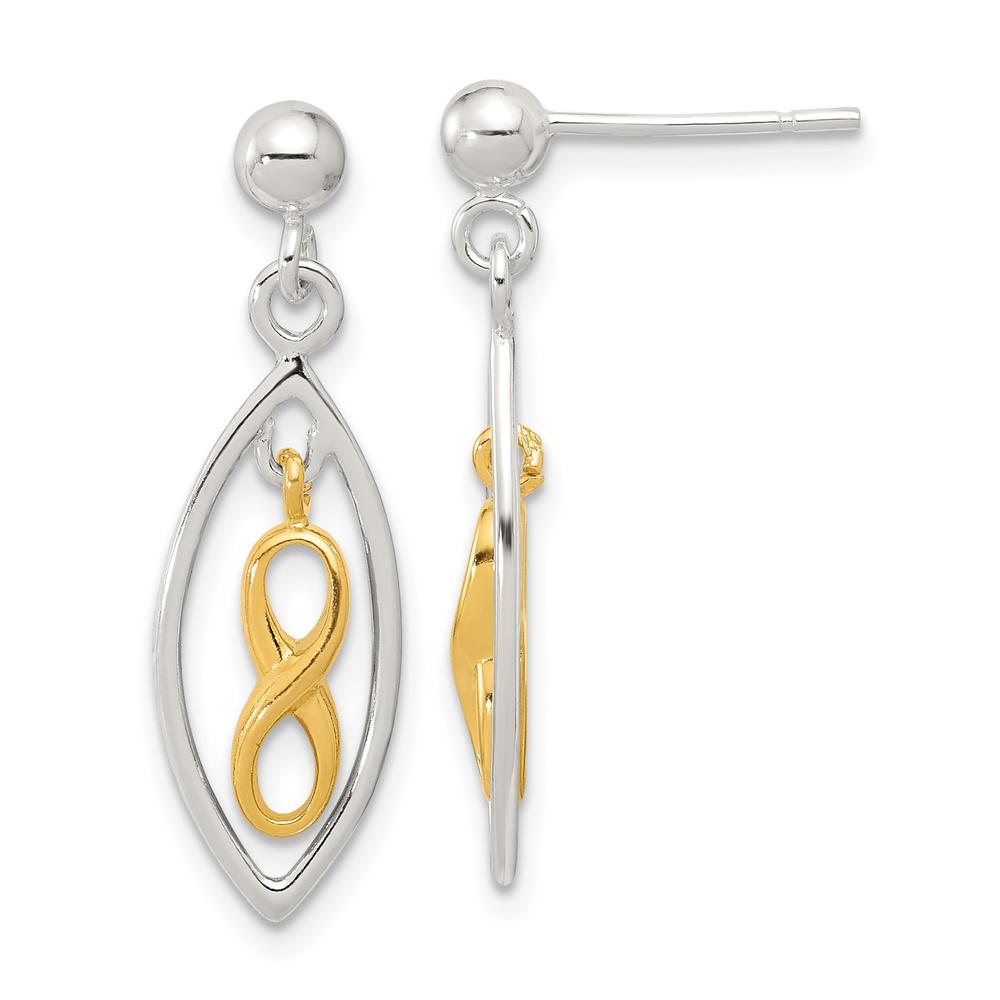 Diamond2Deal 925 Sterling Silver and  Gold-tone Polished Infinity Drop Post Dangle Earrings