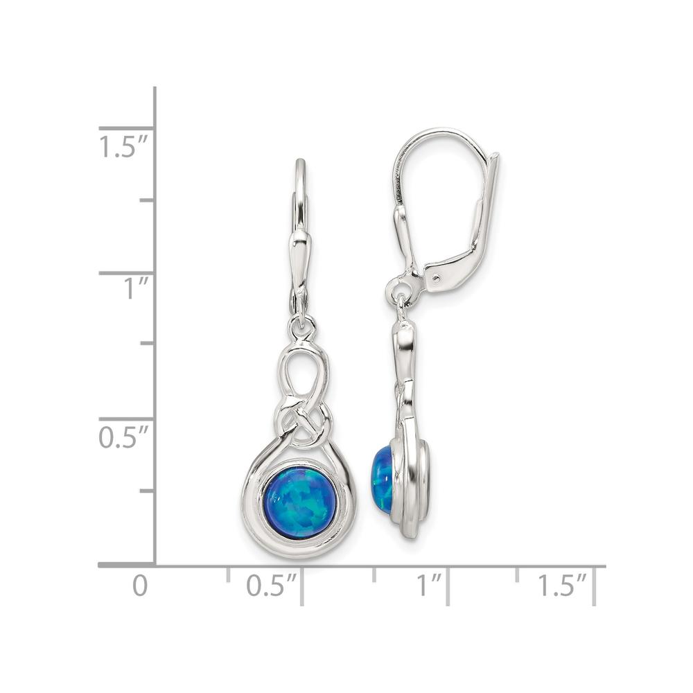 Diamond2Deal 925 Sterling Silver Polished Blue Opal Knot Leverback Dangle Earrings