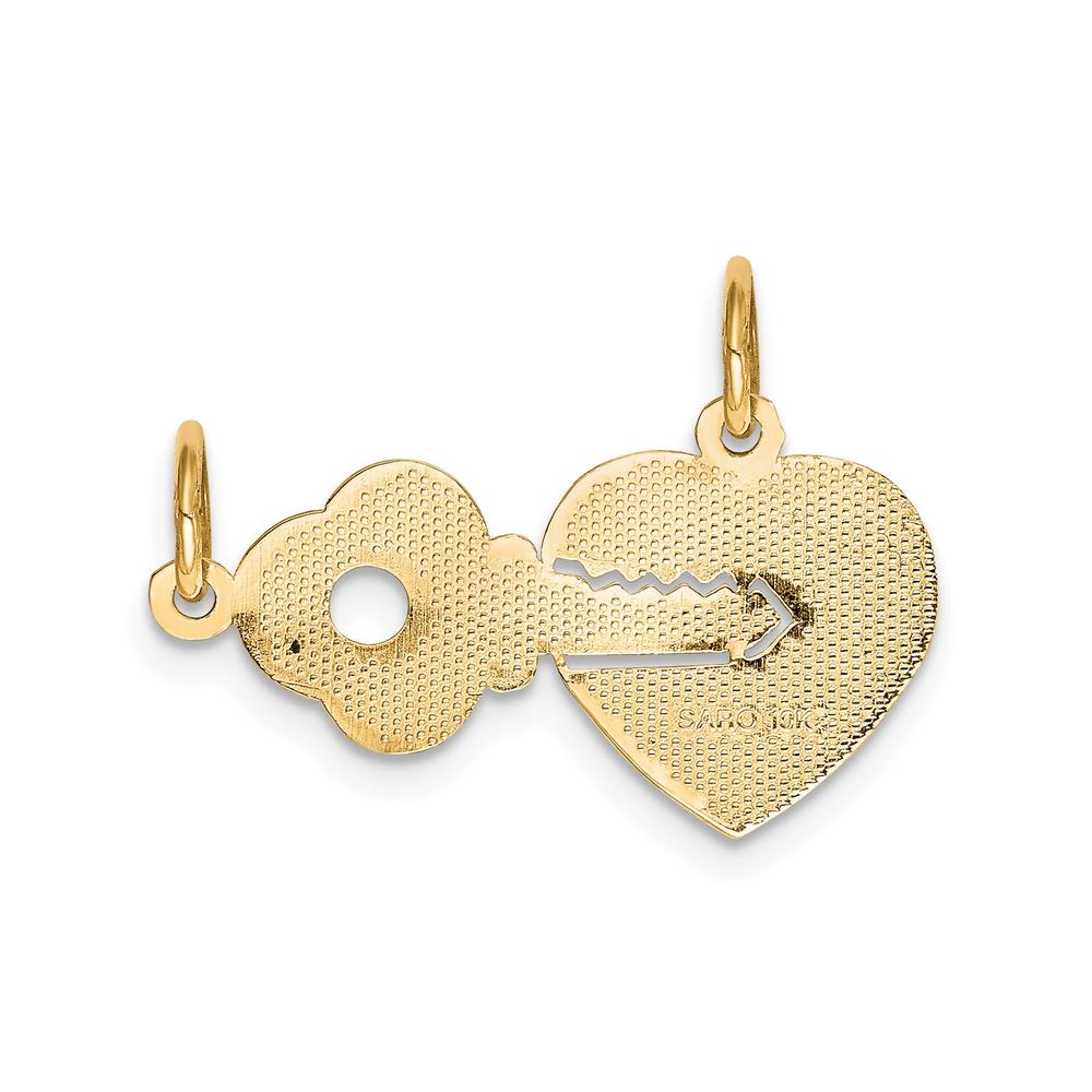 Diamond2Deal 10K Yellow Gold Heart and Key Pendant