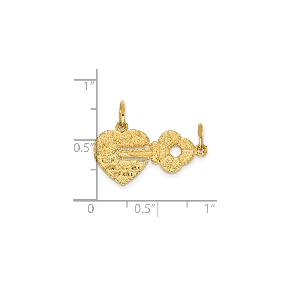 Diamond2Deal 10K Yellow Gold Heart and Key Pendant
