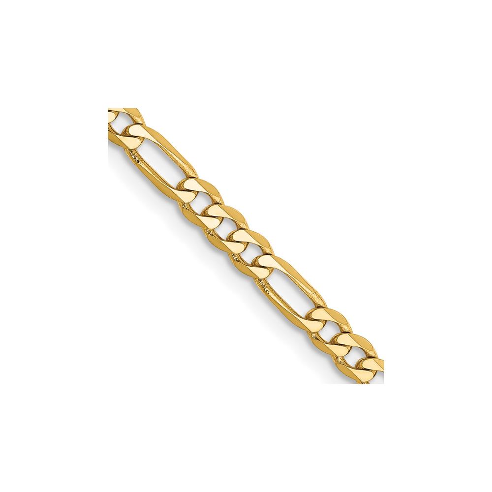 Diamond2Deal 14K Yellow Gold 3.00mm Flat Figaro Chain Necklace