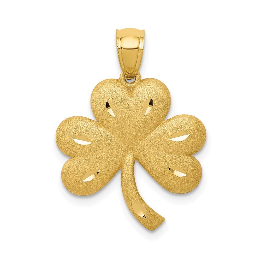 Diamond2Deal 14K Yellow Gold Shamrock Pendant Necklace for Women