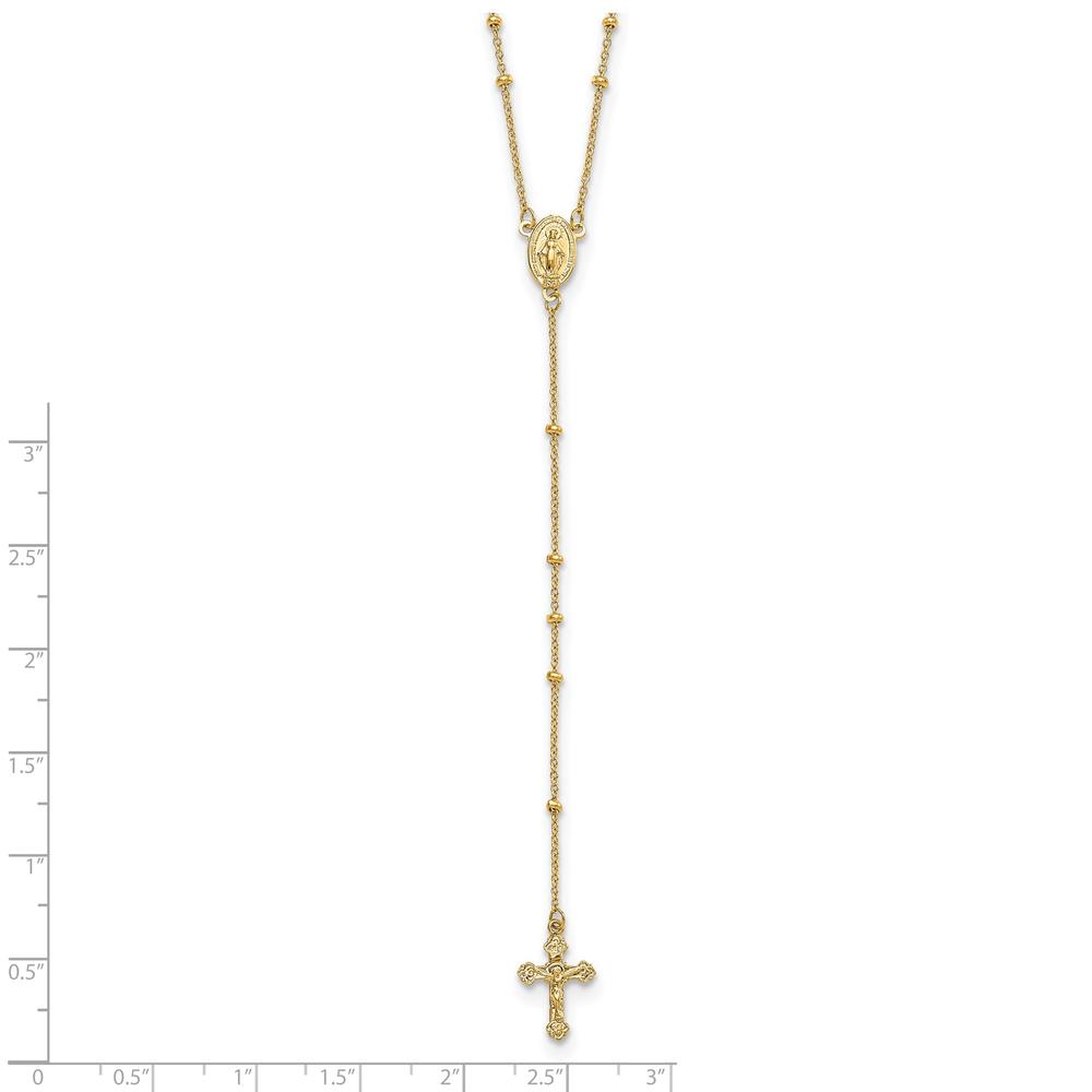 Diamond2Deal 14K Yellow Gold 2mm Beaded Rosary Necklace 19.5Inch