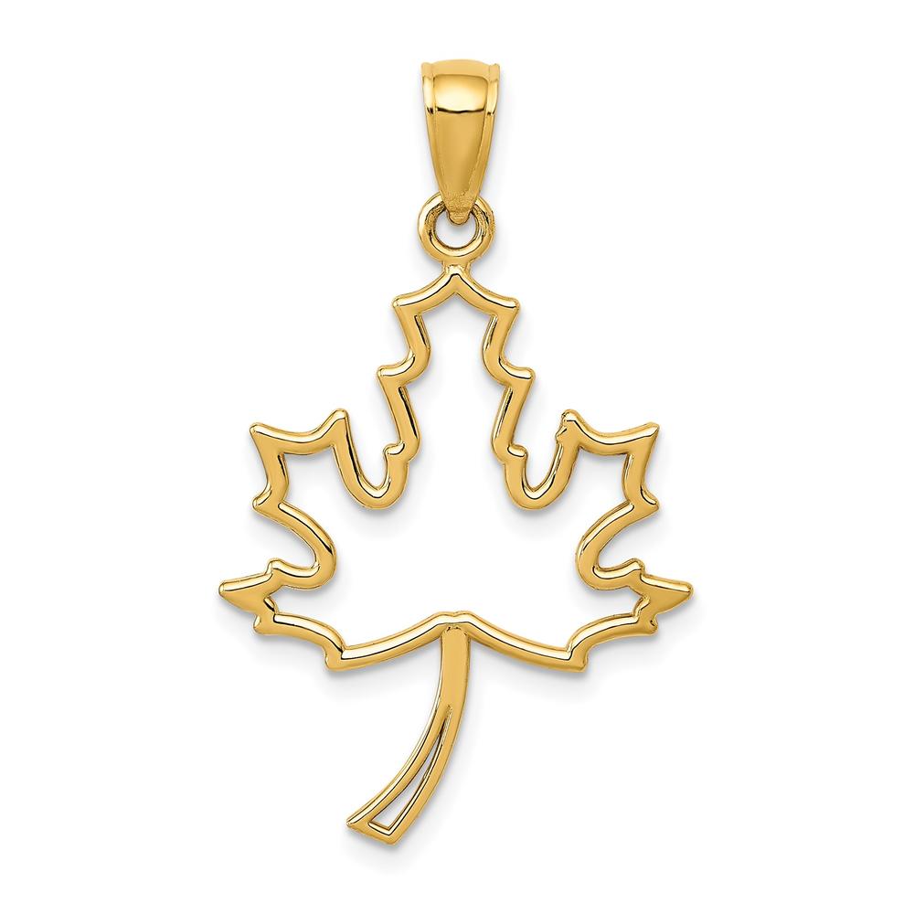 Diamond2Deal 10K Yellow Gold Maple Leaf Pendant