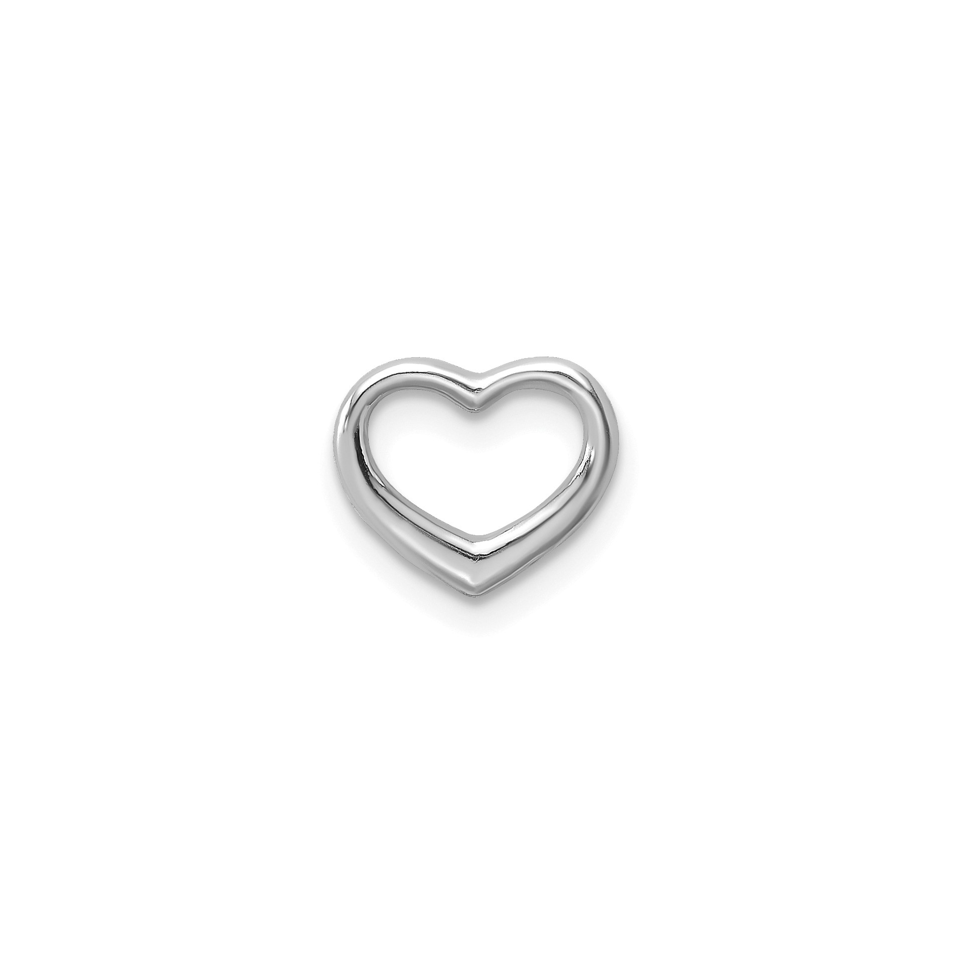 Diamond2Deal 10K White Gold Mini Floating Heart Slide Pendant & Charm (L-8.53Mm, W-9.87Mm)
