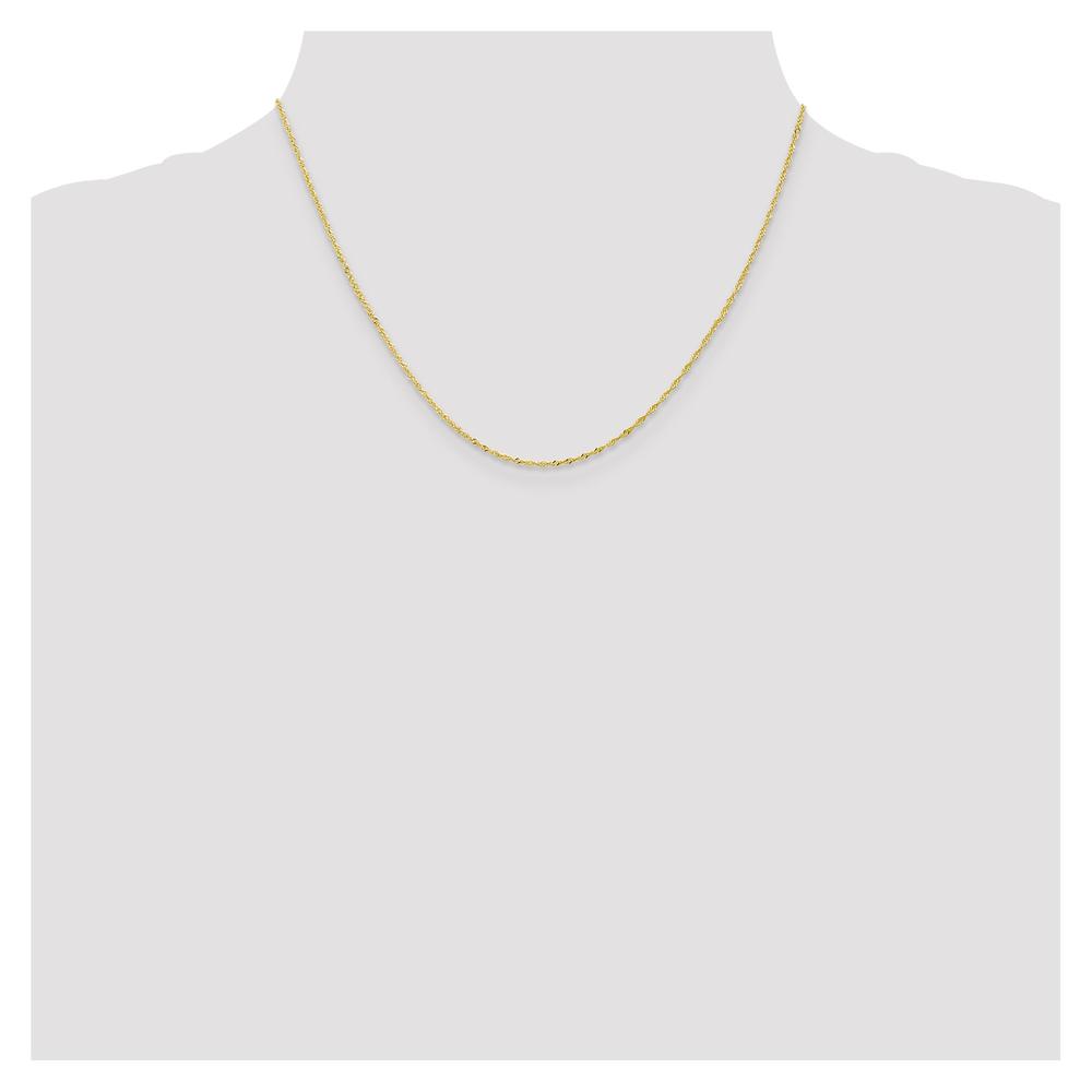 Diamond2Deal 10K Yellow Gold 1 mm Singapore Chain Necklace for Women