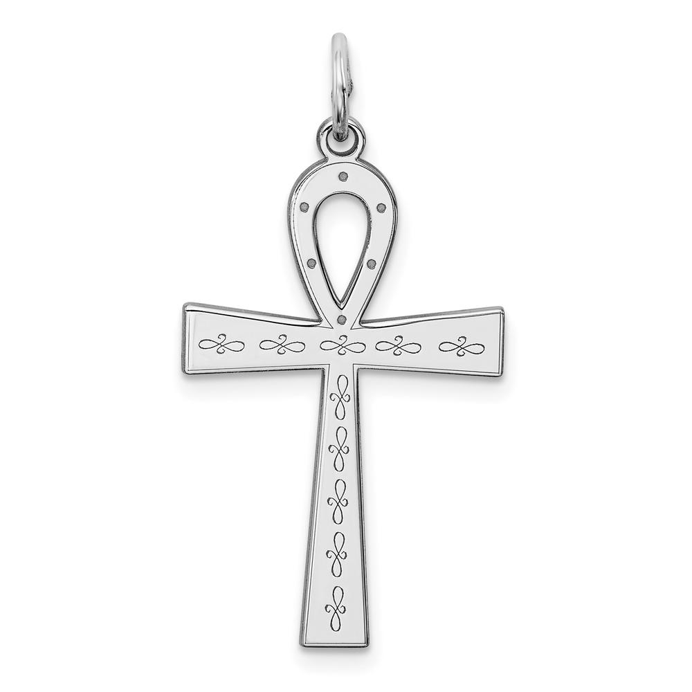 Diamond2Deal 925 Sterling Silver Laser Designed Cross Pendant Necklace for Women