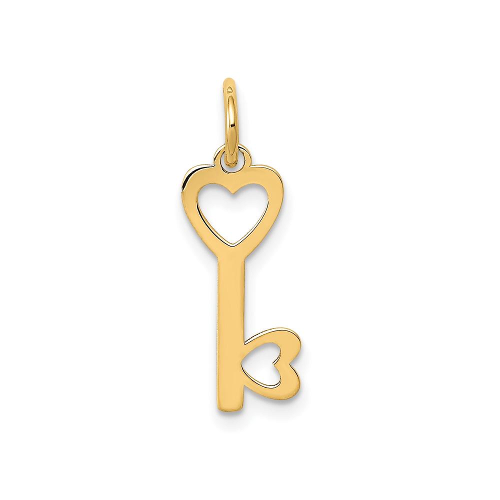 Diamond2Deal 14K Yellow Gold Heart-Shaped Key Pendant for Women