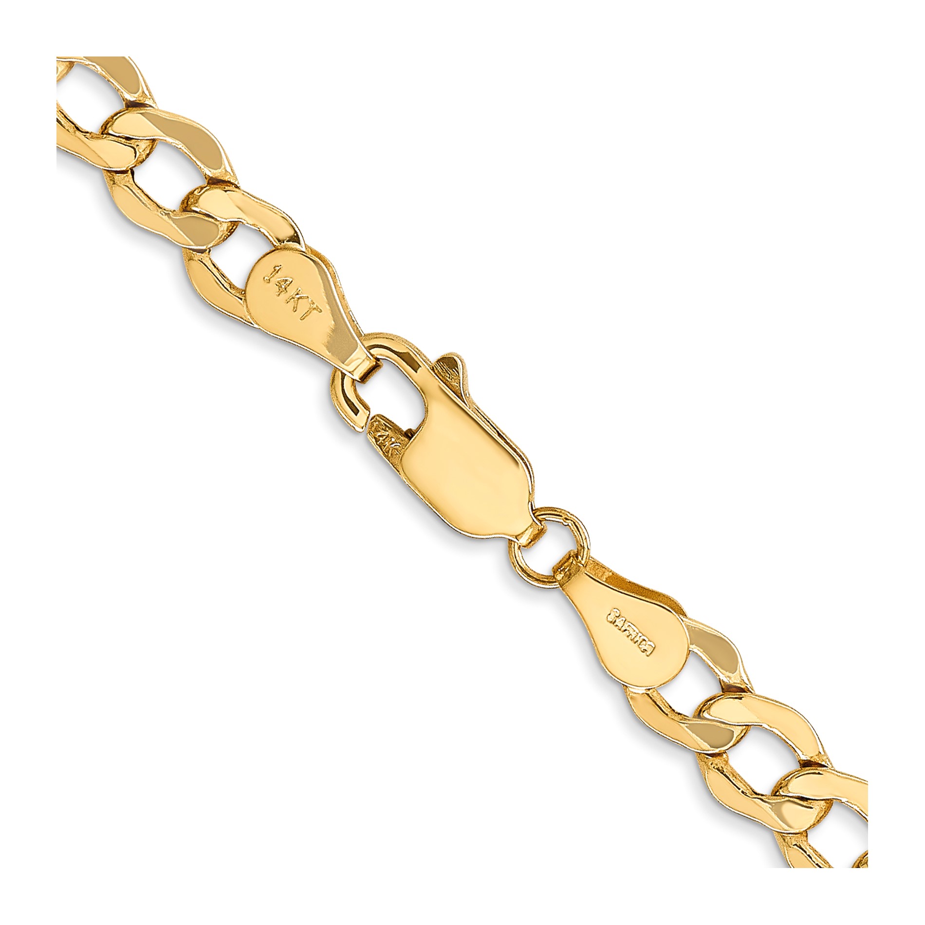 Diamond2Deal 10K Yellow Gold 5.25mm Curb Chain Necklace for Men