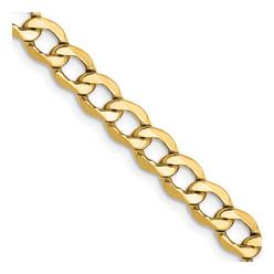 Diamond2Deal 10K Yellow Gold 5.25mm Curb Chain Necklace for Men