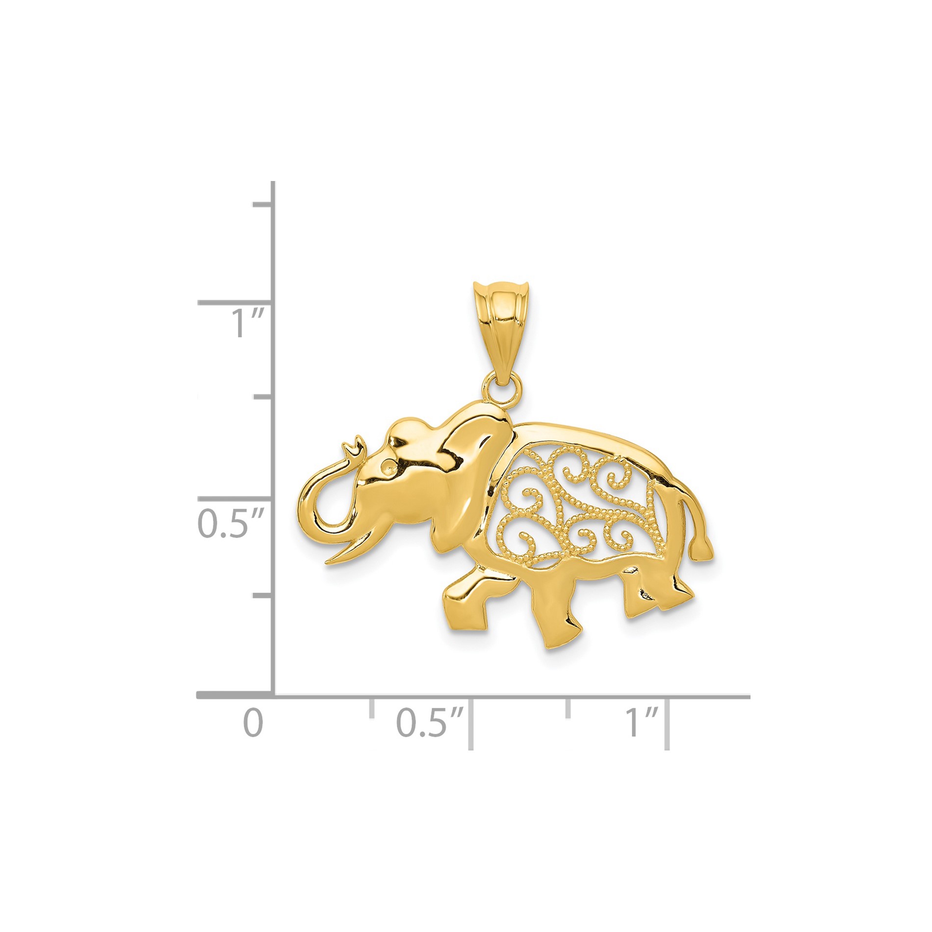 Diamond2Deal 14K Yellow Gold Filigree Elephant Pendant for Women