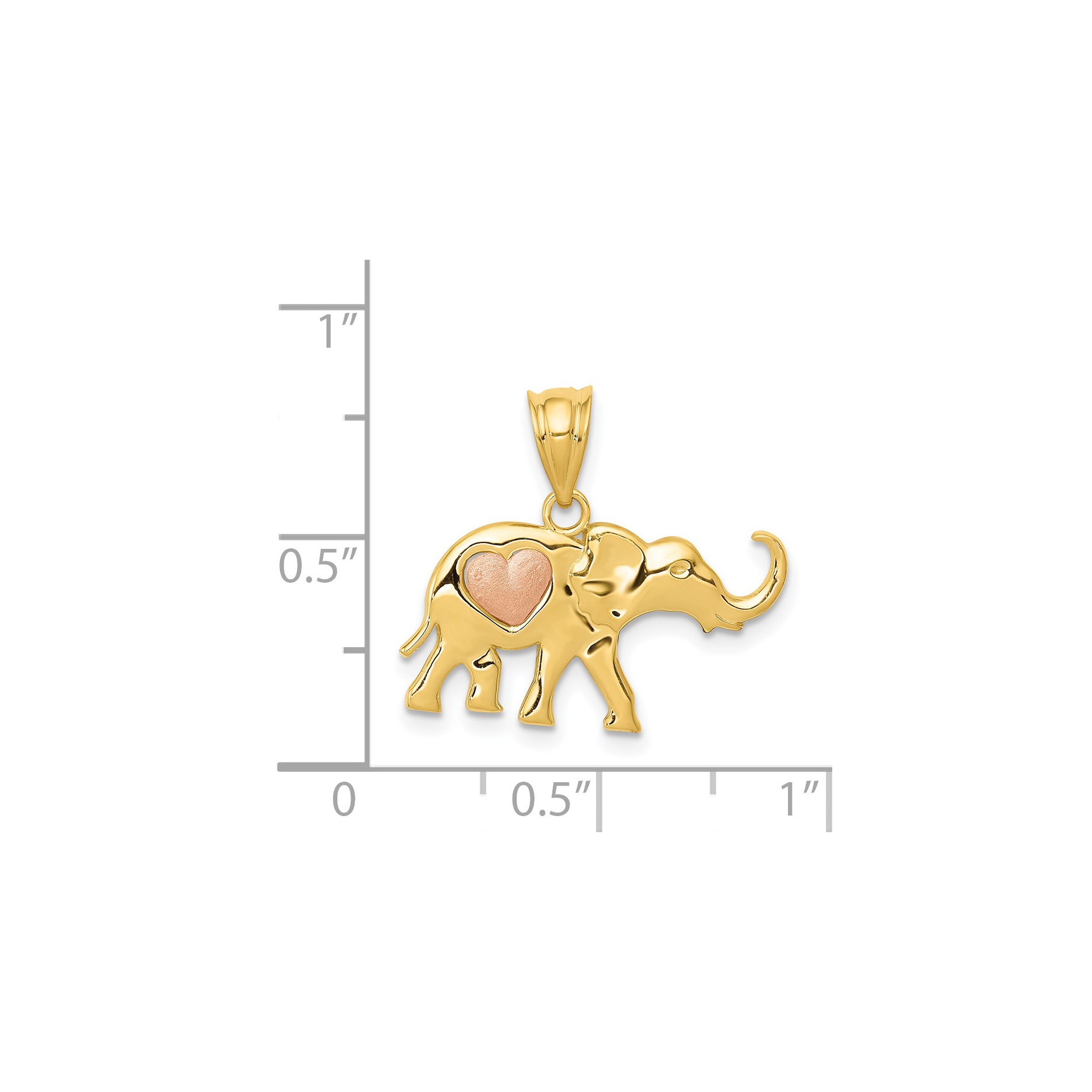 Diamond2Deal 14K Two-Tone Gold Elephant Heart Charm Pendant