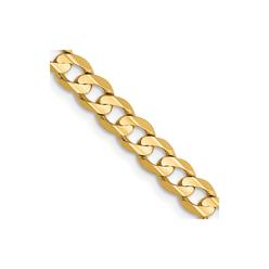 Diamond2Deal  14k Yellow Gold 4.5mm Open Concave Curb Chain Bracelet 7inch for women