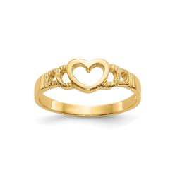 Diamond2Deal 14k Solid Yellow Gold Heart Baby Ring for Womens