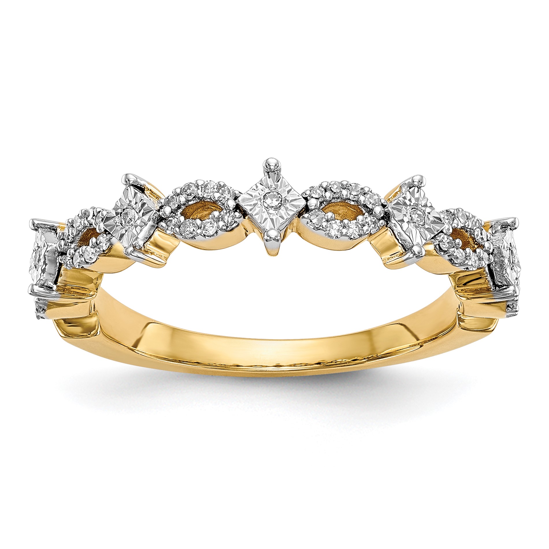 Diamond2Deal 14K Diamond Anniversary Band Ring for Womens 0.169 cttw