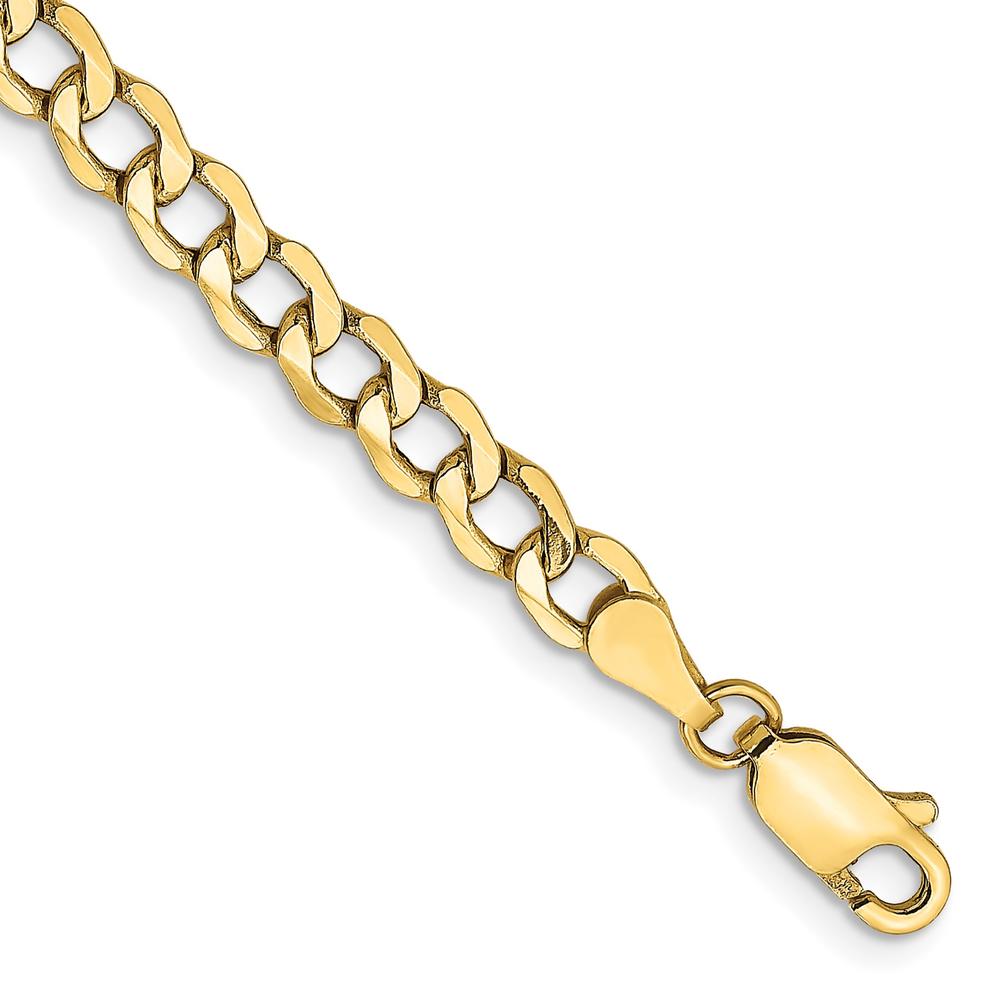 Diamond2Deal Men's Women 10k Yellow Gold 4.3mm Semi-Solid Curb Link Chain 8inch Bracelet for women