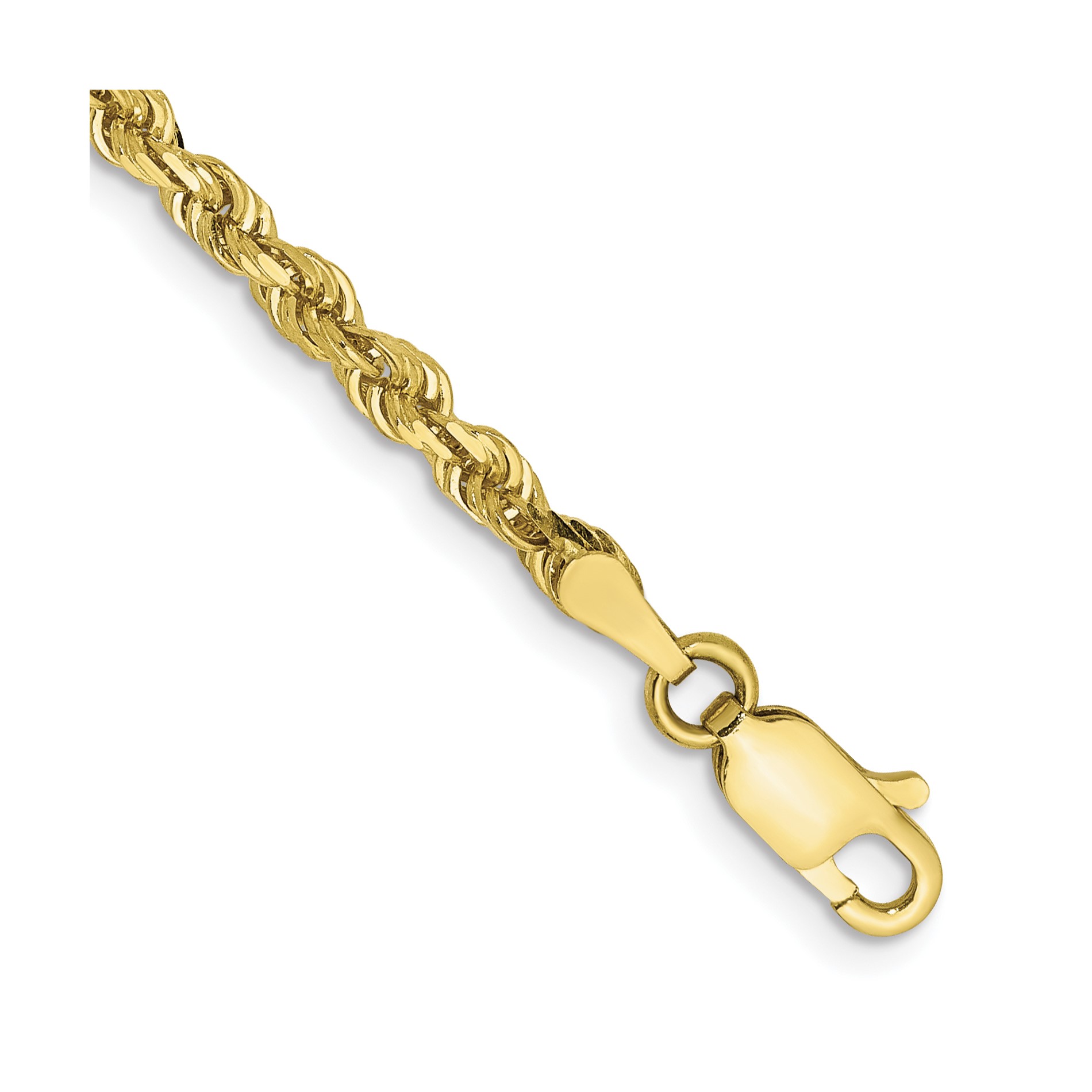 Diamond2Deal 10k Yellow Gold 3.0mm Diamond Cut Quadruple Rope Bracelet 8in for women
