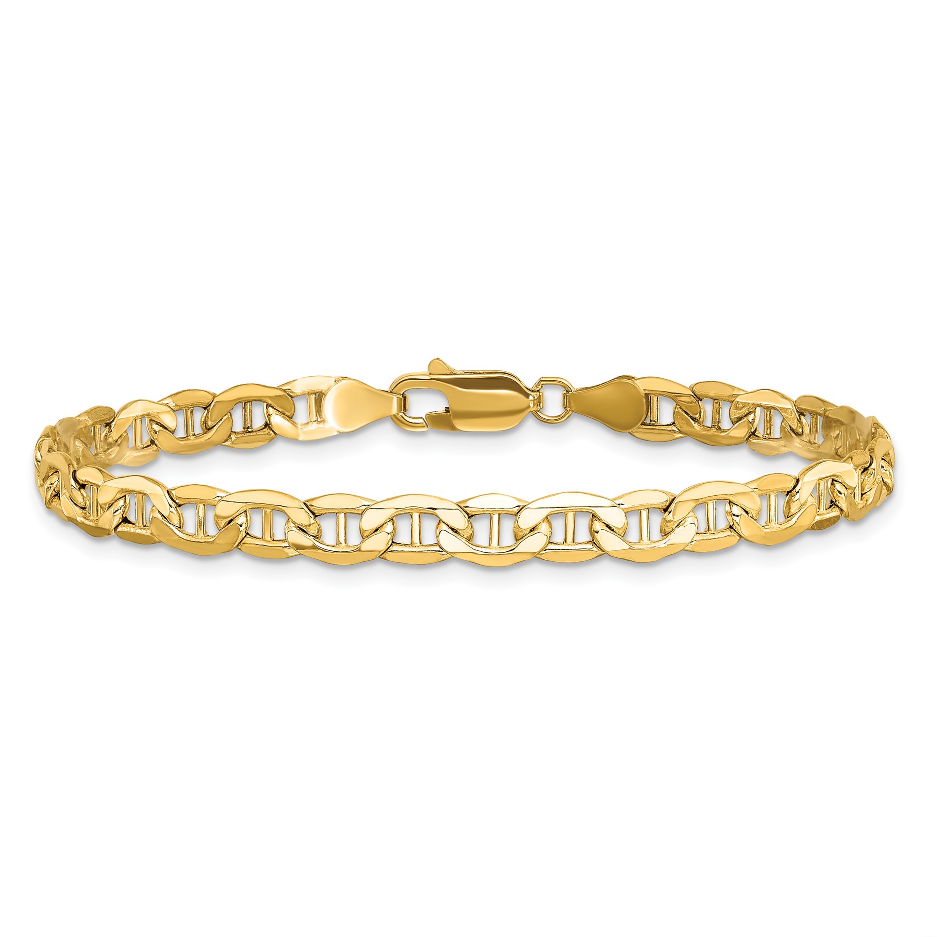 Diamond2Deal 14k Yellow Gold 4.7mm Semi Solid Anchor Bracelet 7inch for women
