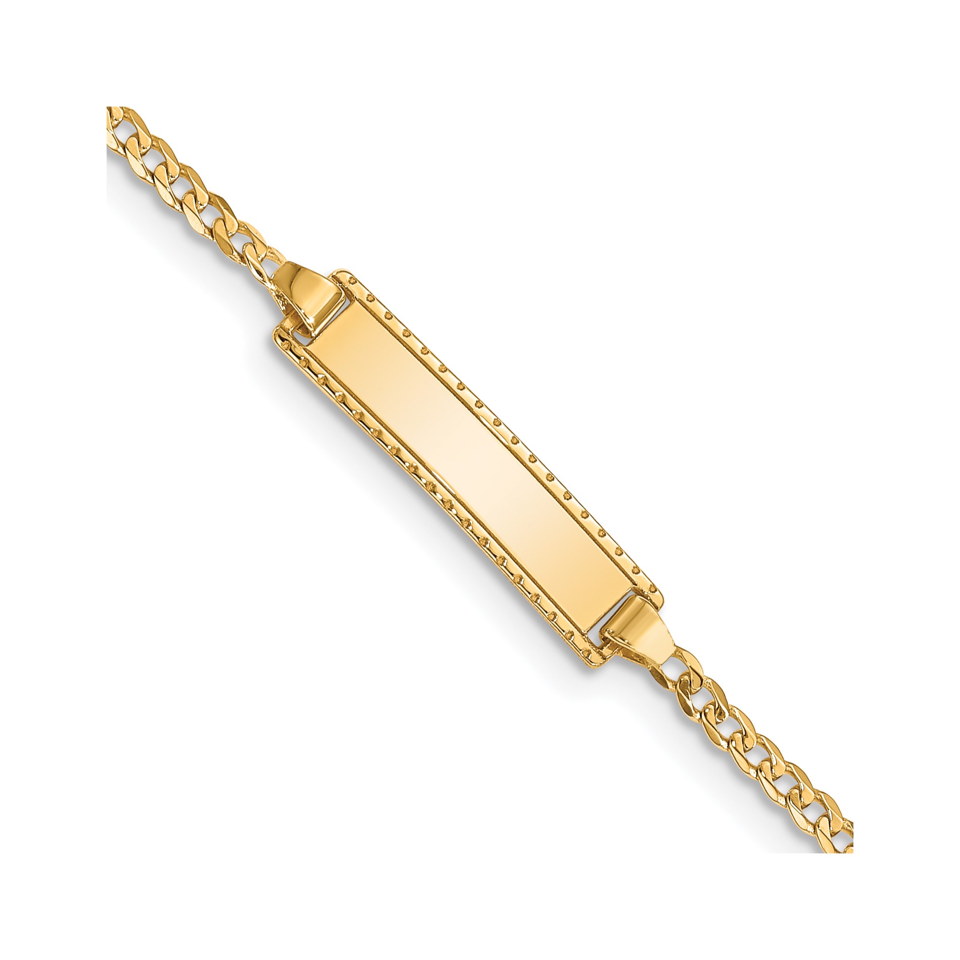 Diamond2Deal 14k Yellow Gold 6in Engraveable Curb Link Baby/Child ID Bracelet 6 inch for women