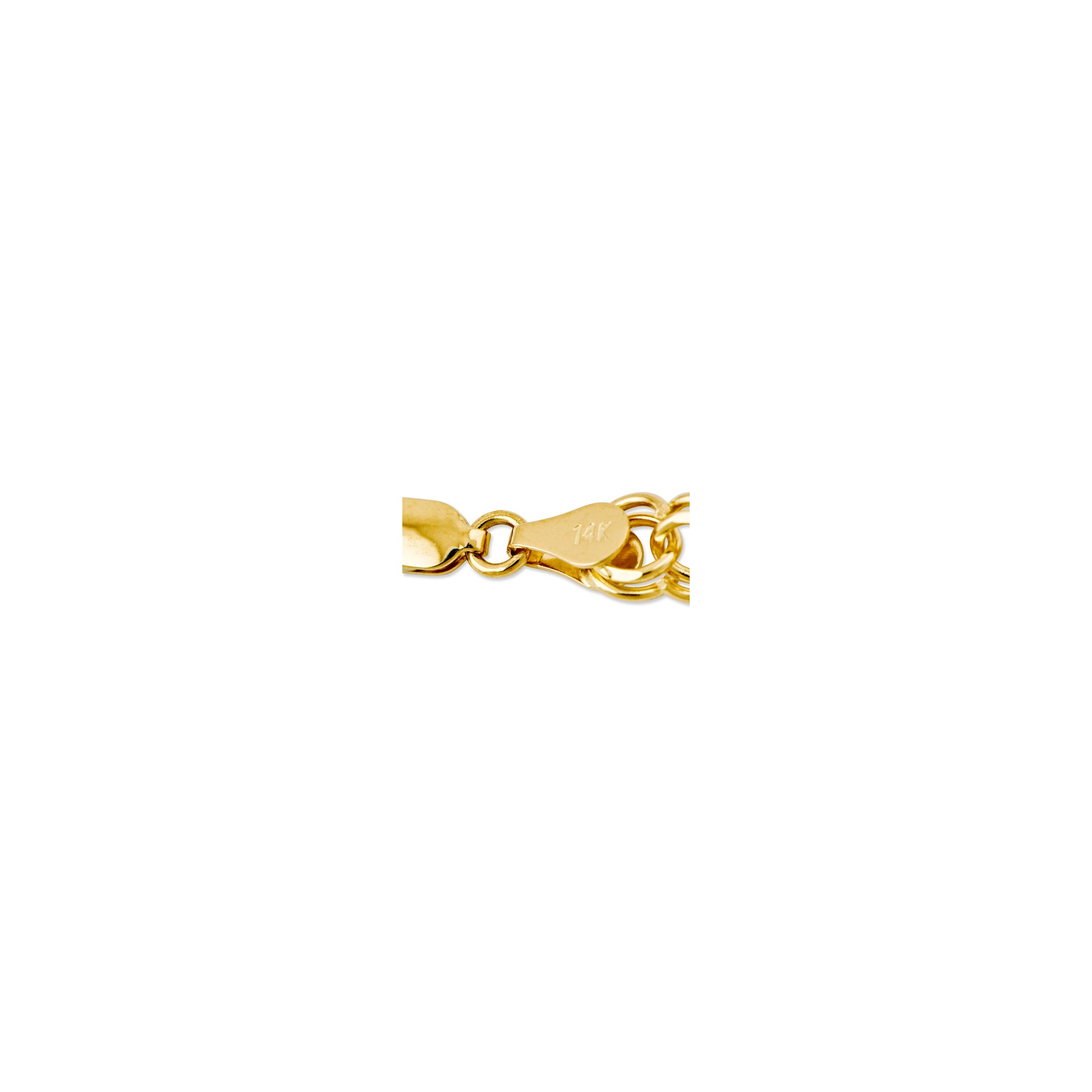 Diamond2Deal 14k Yellow Gold Double Link Charm Bracelet 7 inch for women