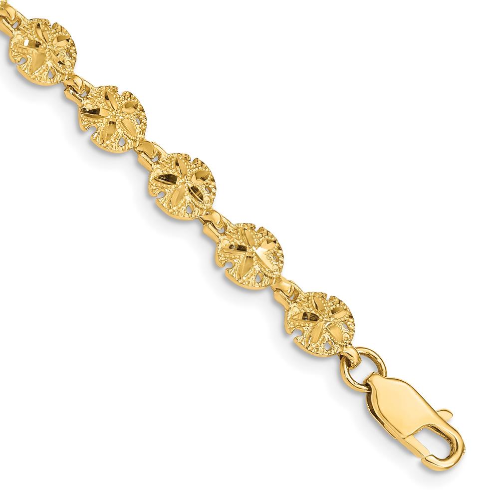 Diamond2Deal 14k Yellow Gold Polished and Textured Sand Dollar 7.25 inch Bracelet 7.25 inch for women
