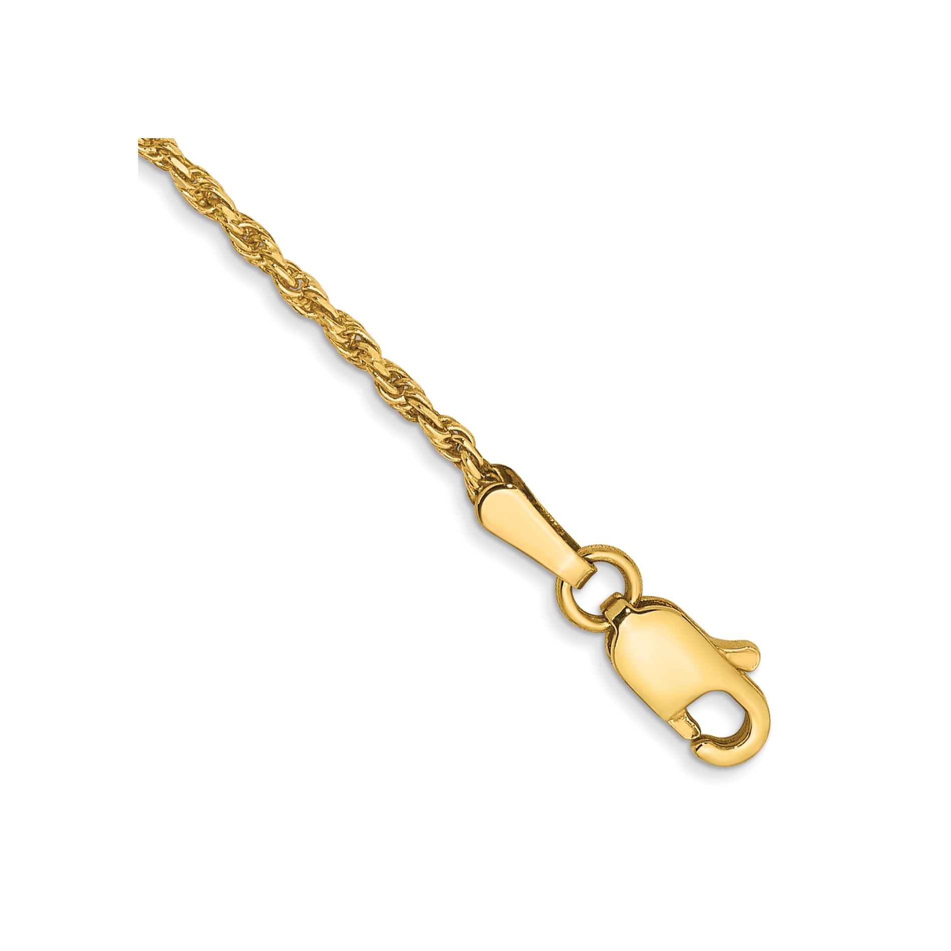 Diamond2Deal  14k Yellow Gold 1.3mm Solid Machine-Made Rope Chain Bracelet 9inch for women