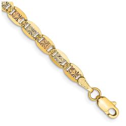 Diamond2Deal 14k Tri-color Gold Rhodium Plated 3.8mm Pav Valentino Bracelet 8inch for women