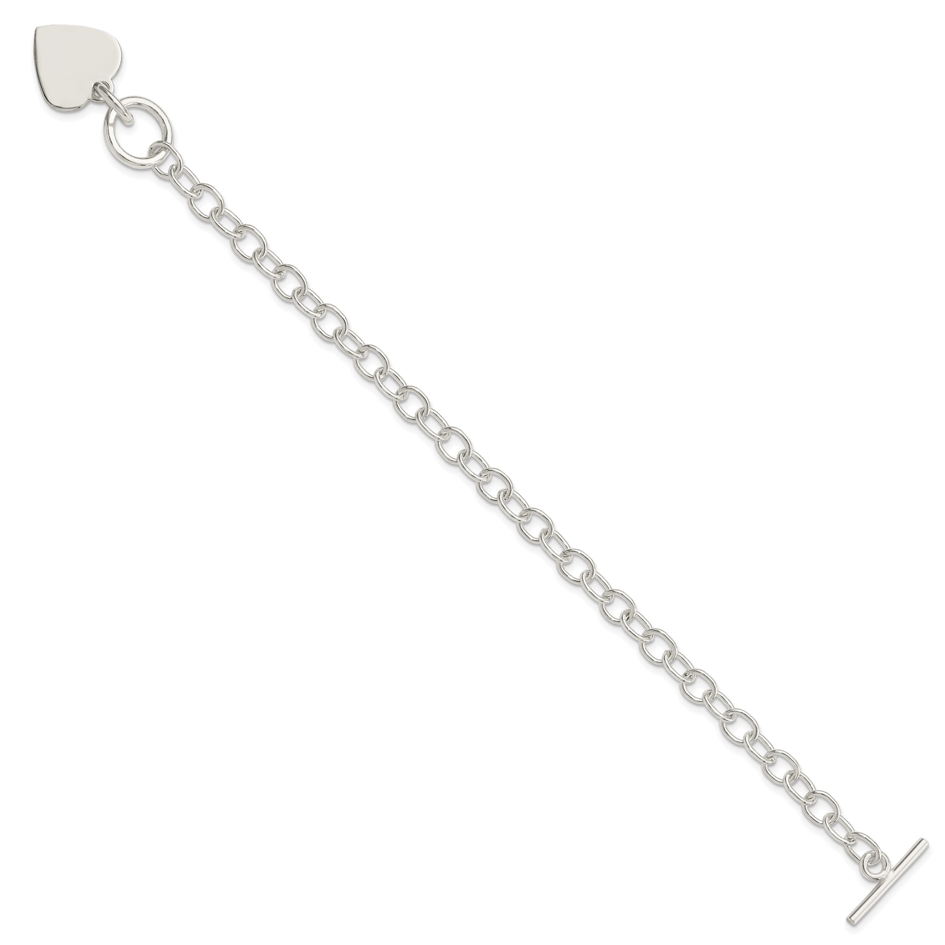Diamond2Deal 925 Sterling Silver Heart Charm Bracelet 8.5inch for women