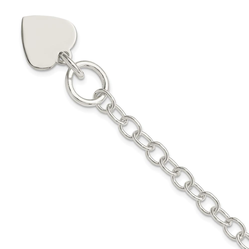 Diamond2Deal 925 Sterling Silver Heart Charm Bracelet 8.5inch for women