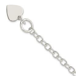 Diamond2Deal 925 Sterling Silver Polished Heart Charm Bracelet for women