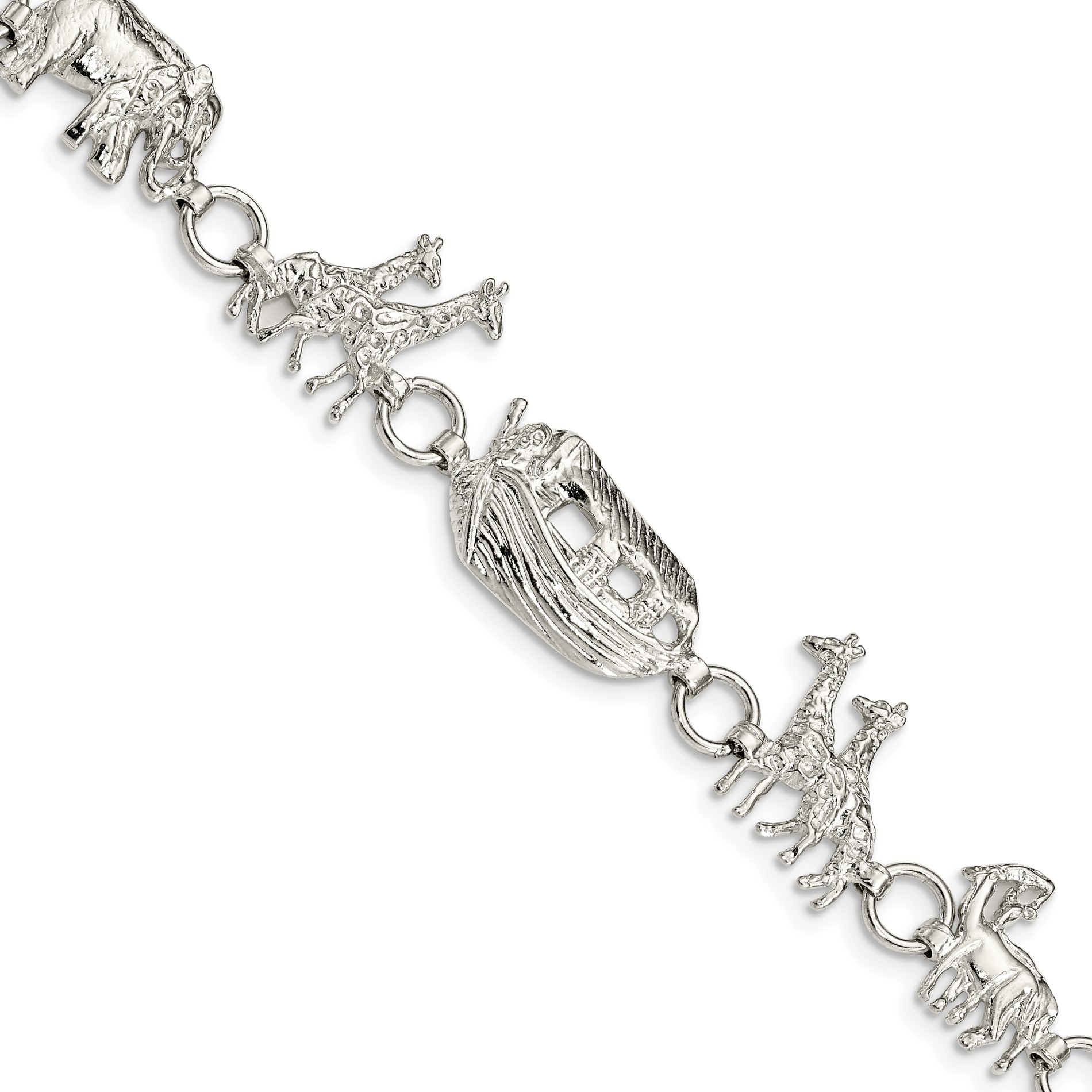 Diamond2Deal 925 Sterling Silver Noah's Ark Bracelet 7inch for women