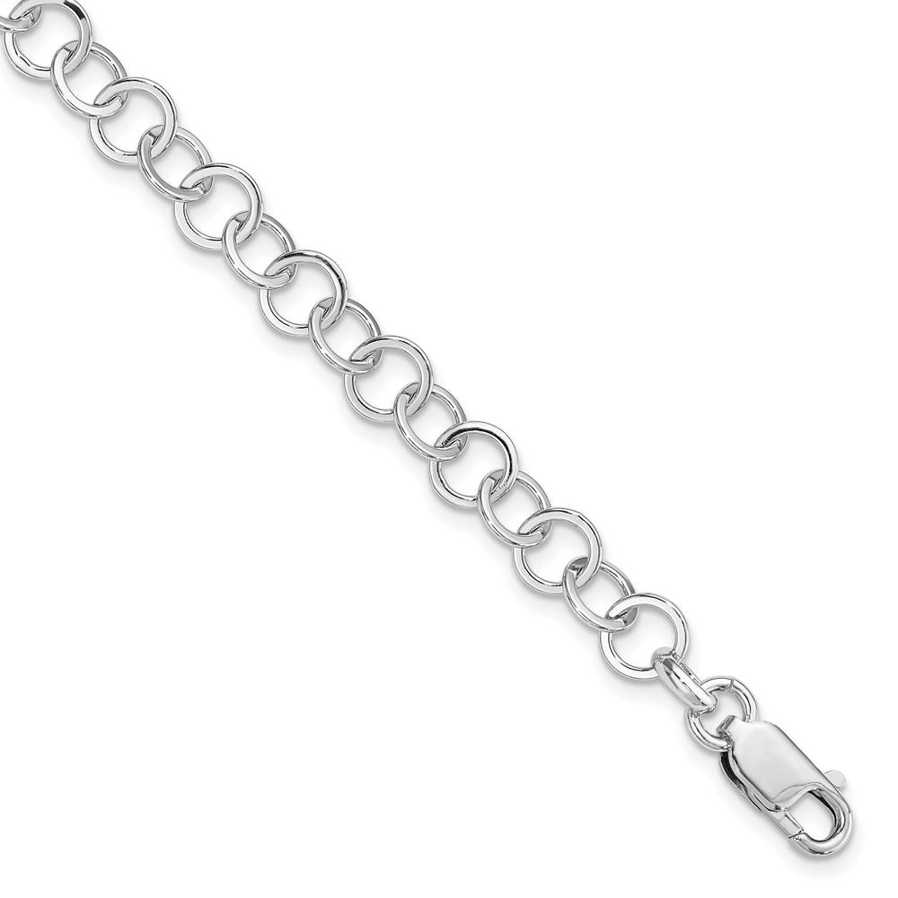 Diamond2Deal 925 Sterling Silver Rhodium Plated 7.5inch Fancy Link Bracelet for women