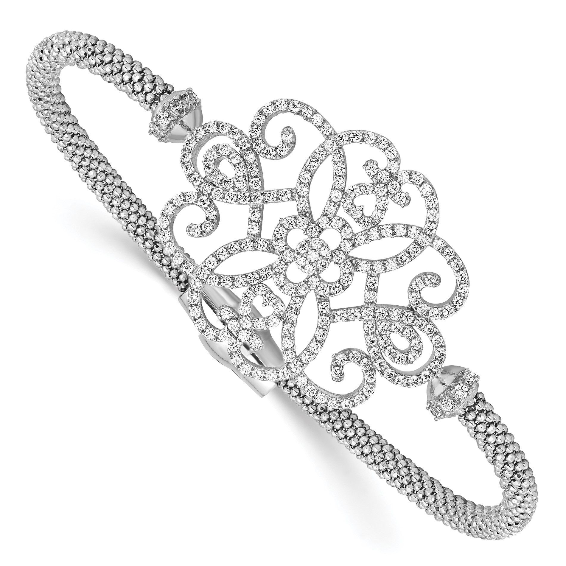 Diamond2Deal 925 Sterling Silver CZ Polished Bracelet for women