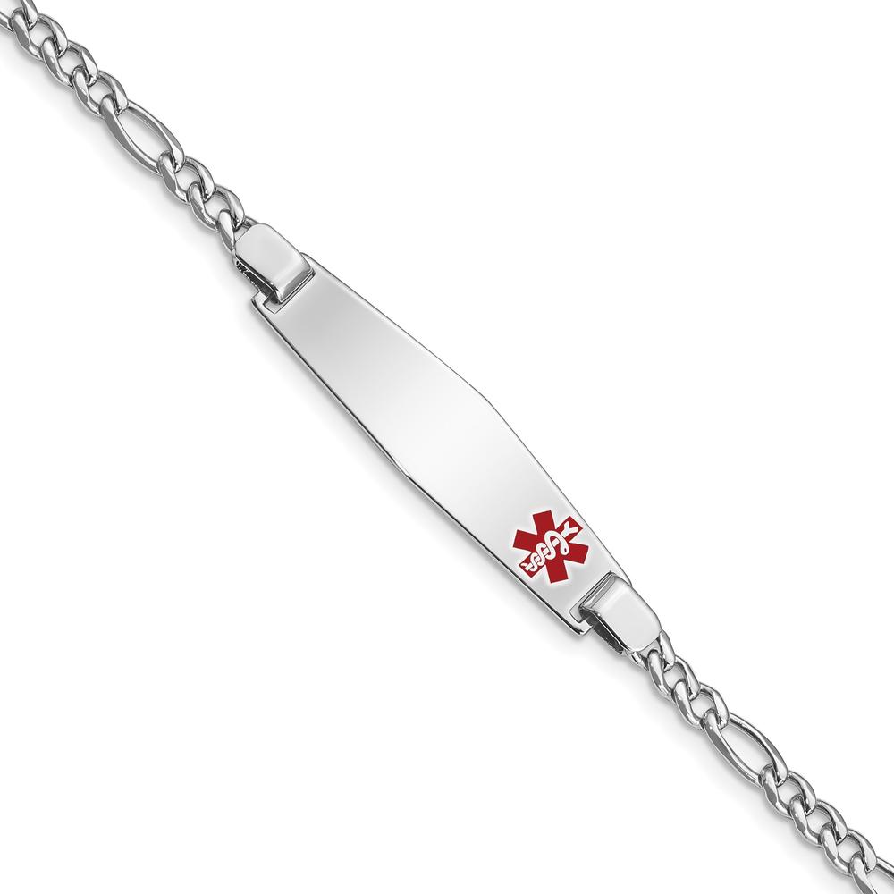 Diamond2Deal 925 Sterling Silver Medical ID Figaro Link Bracelet Size 7in for women