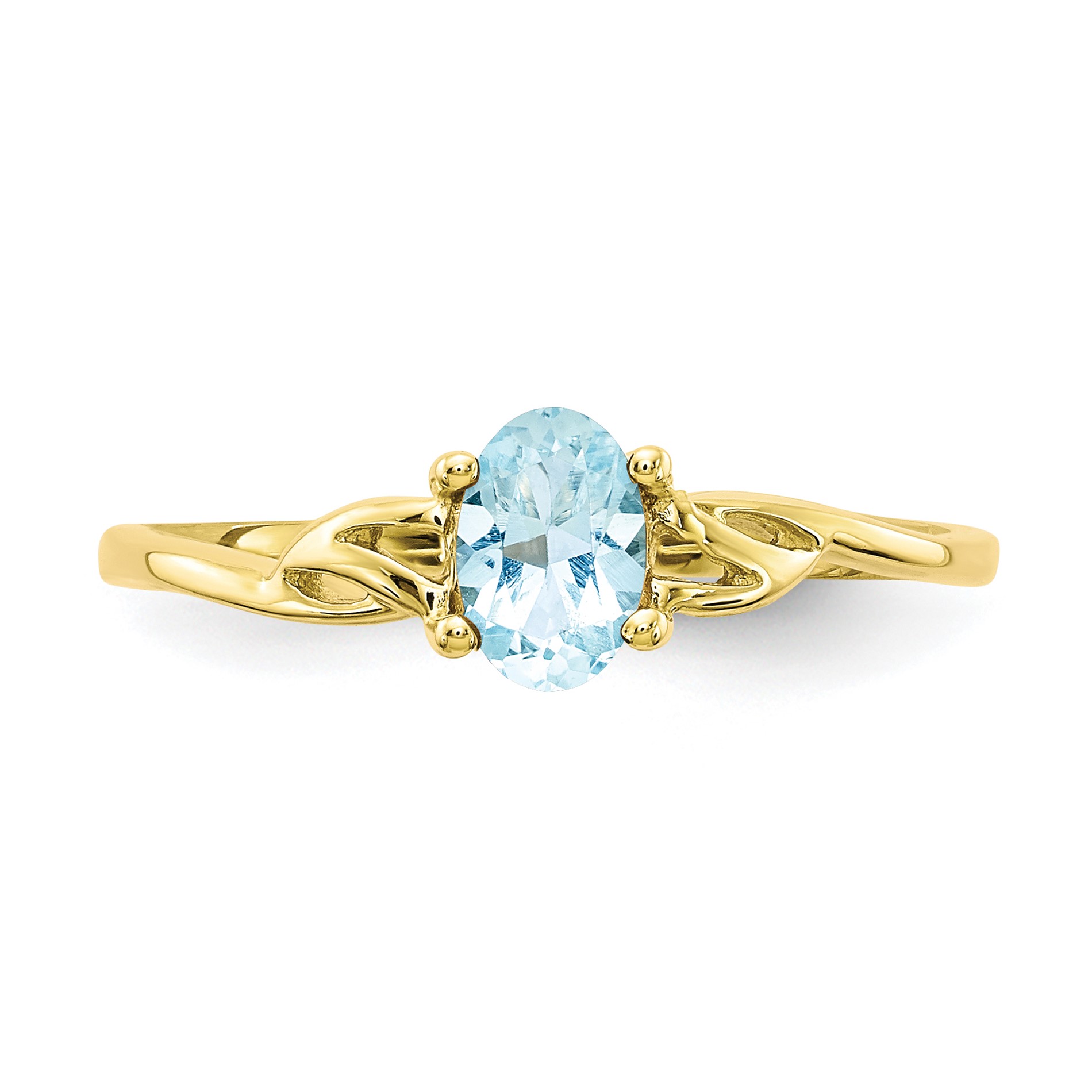 Diamond2Deal 10k Yellow Gold Aquamarine Solitaire Engagement Ring 0.43CT