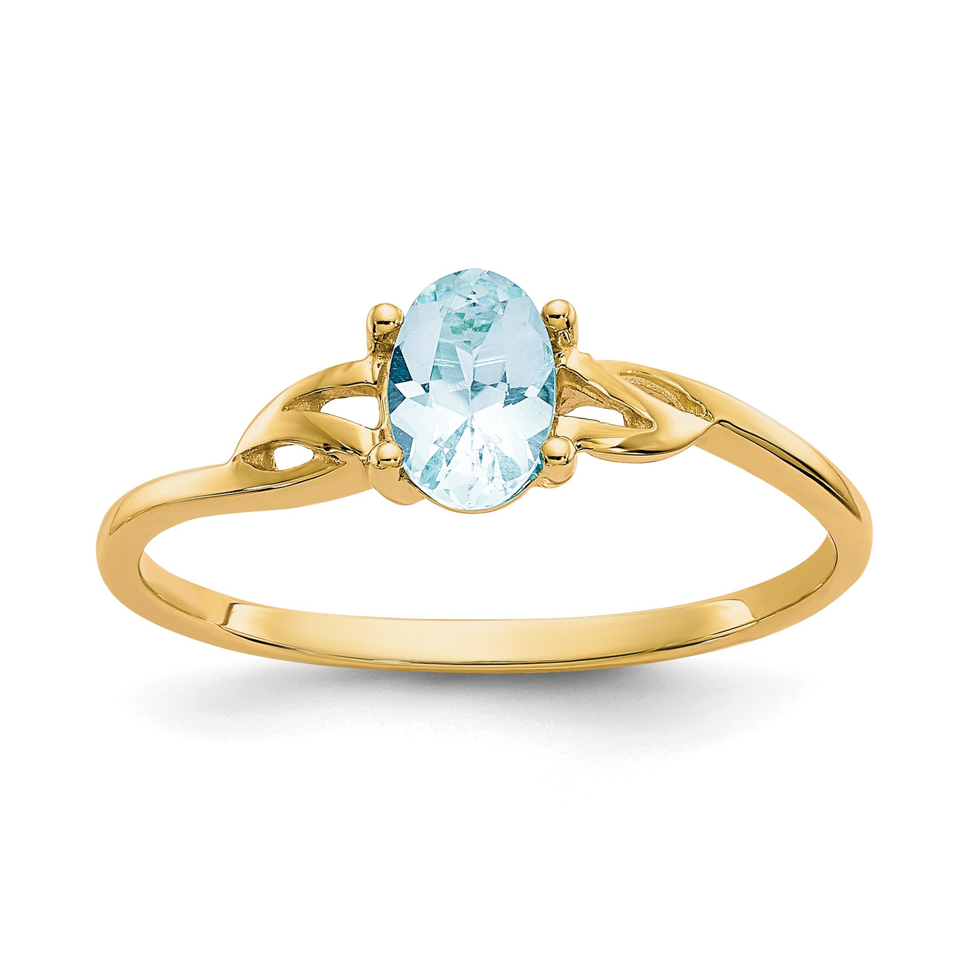 Diamond2Deal 10k Yellow Gold Aquamarine Solitaire Engagement Ring 0.43CT
