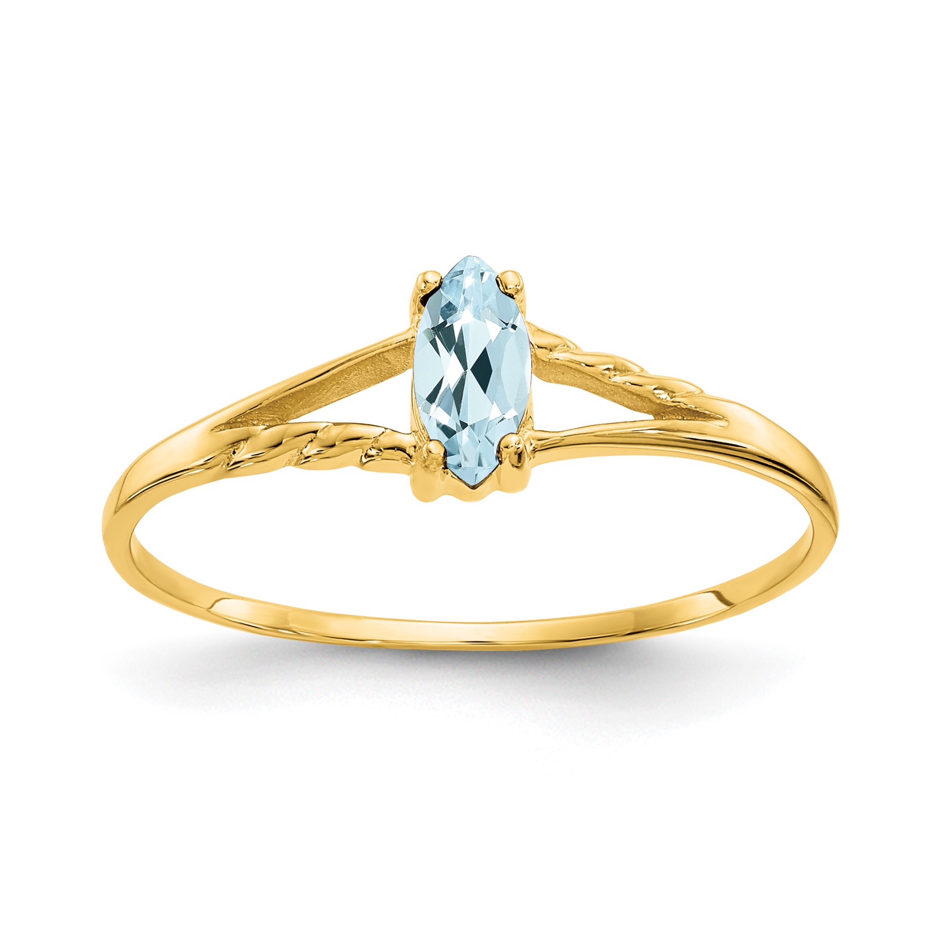 Diamond2Deal 10k Yellow Gold Aquamarine Solitaire Engagement Ring