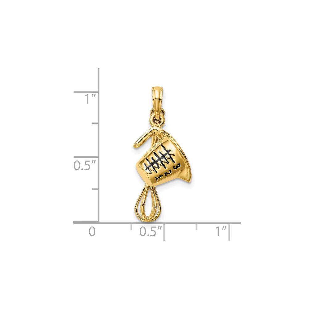 Diamond2Deal 14K Yellow Gold 3-D Black Enameled Measuring Cup and Whisk Pendant