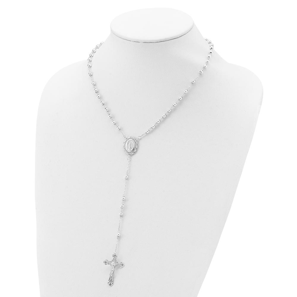 Diamond2Deal 925 Sterling Silver Polished Rosary Necklace