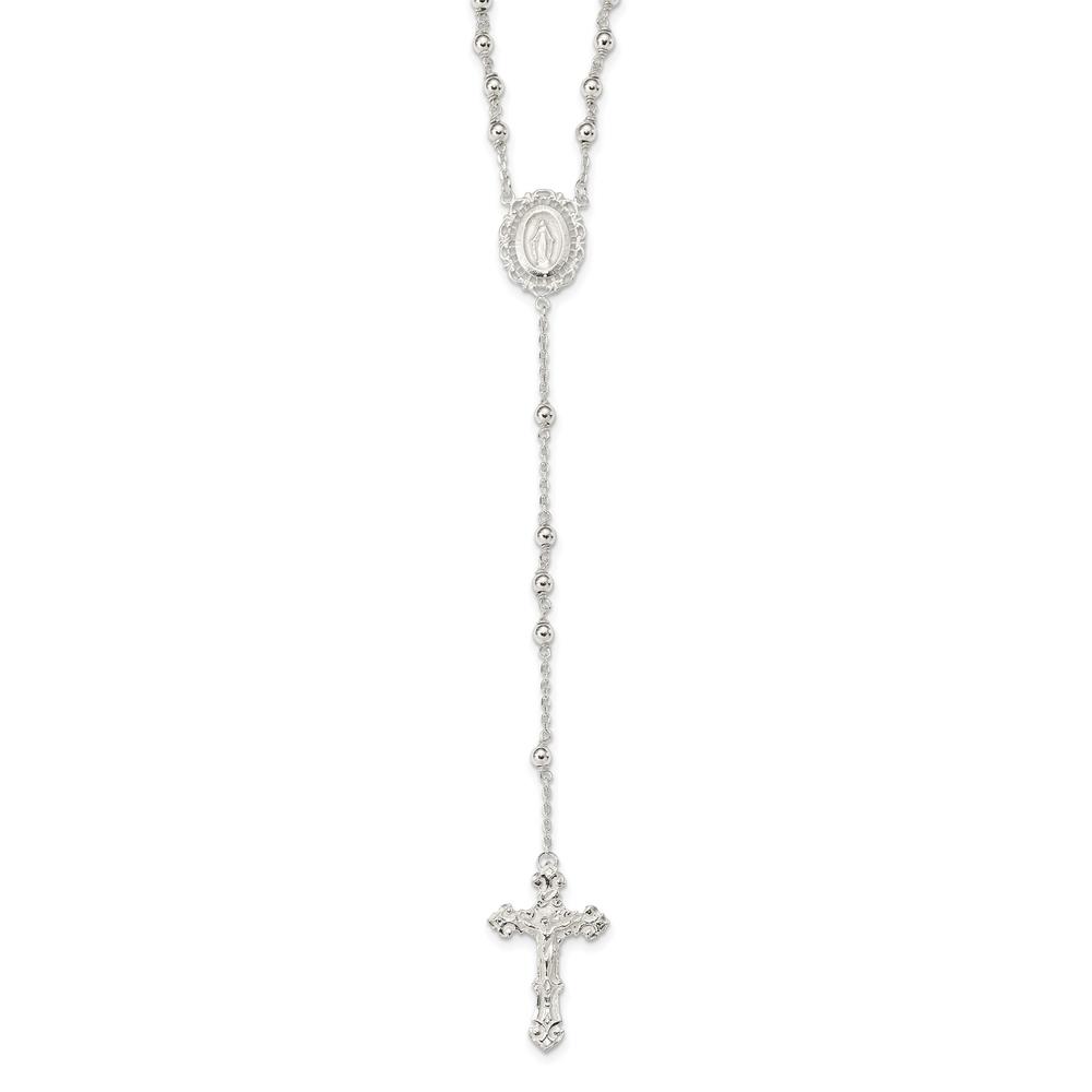 Diamond2Deal 925 Sterling Silver Polished Rosary Necklace
