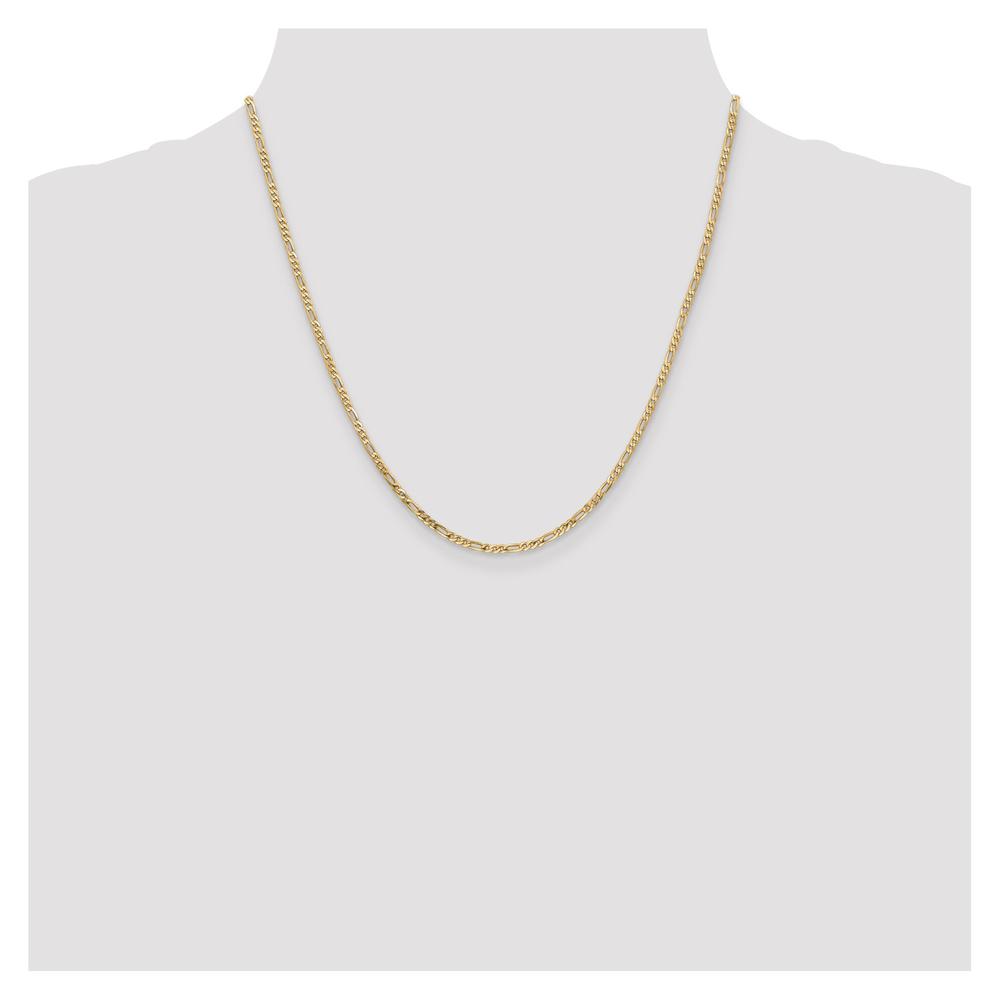 Diamond2Deal 14K Yellow Gold Flat Figaro Chain Necklace, 20" (W-2.25Mm)