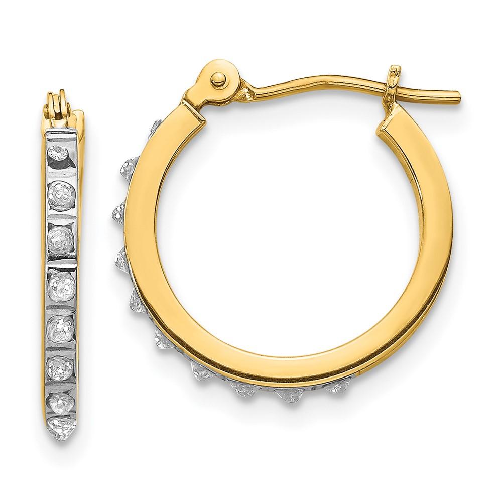 Diamond2Deal 14k Diamond Fascination Small Hinged Hoop Earrings for Women