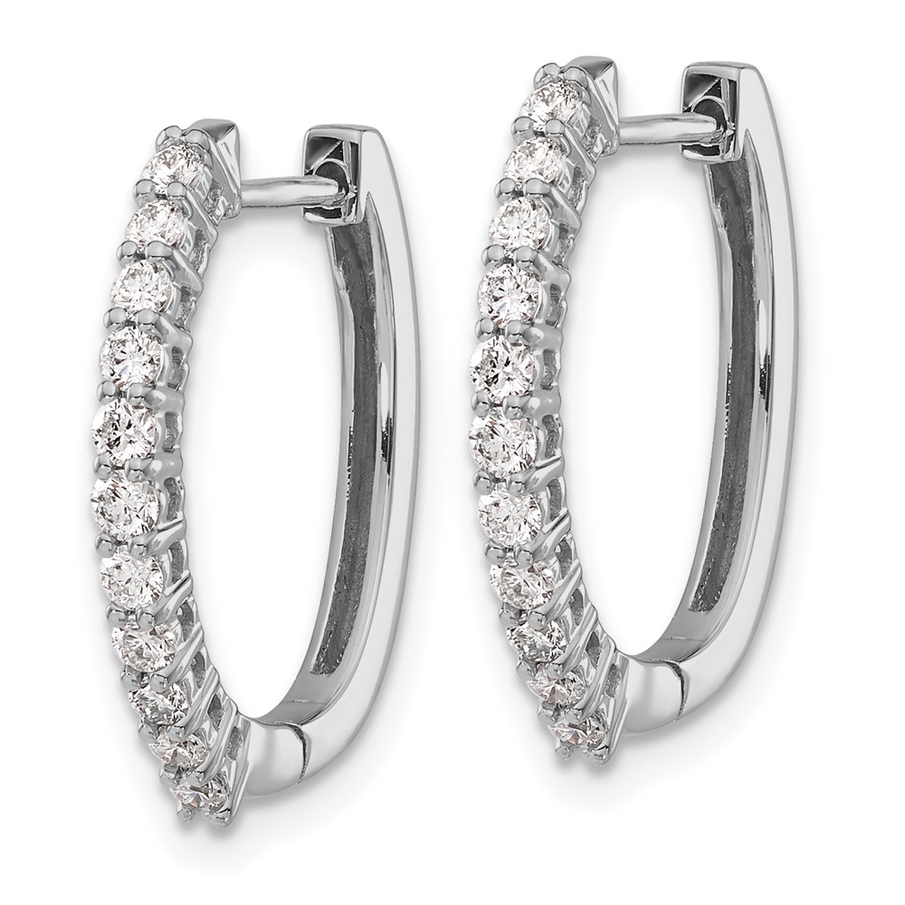 Diamond2Deal 14k White Gold Lab Grown Diamond SI1/SI2, G-H Hinged Hoop Earrings